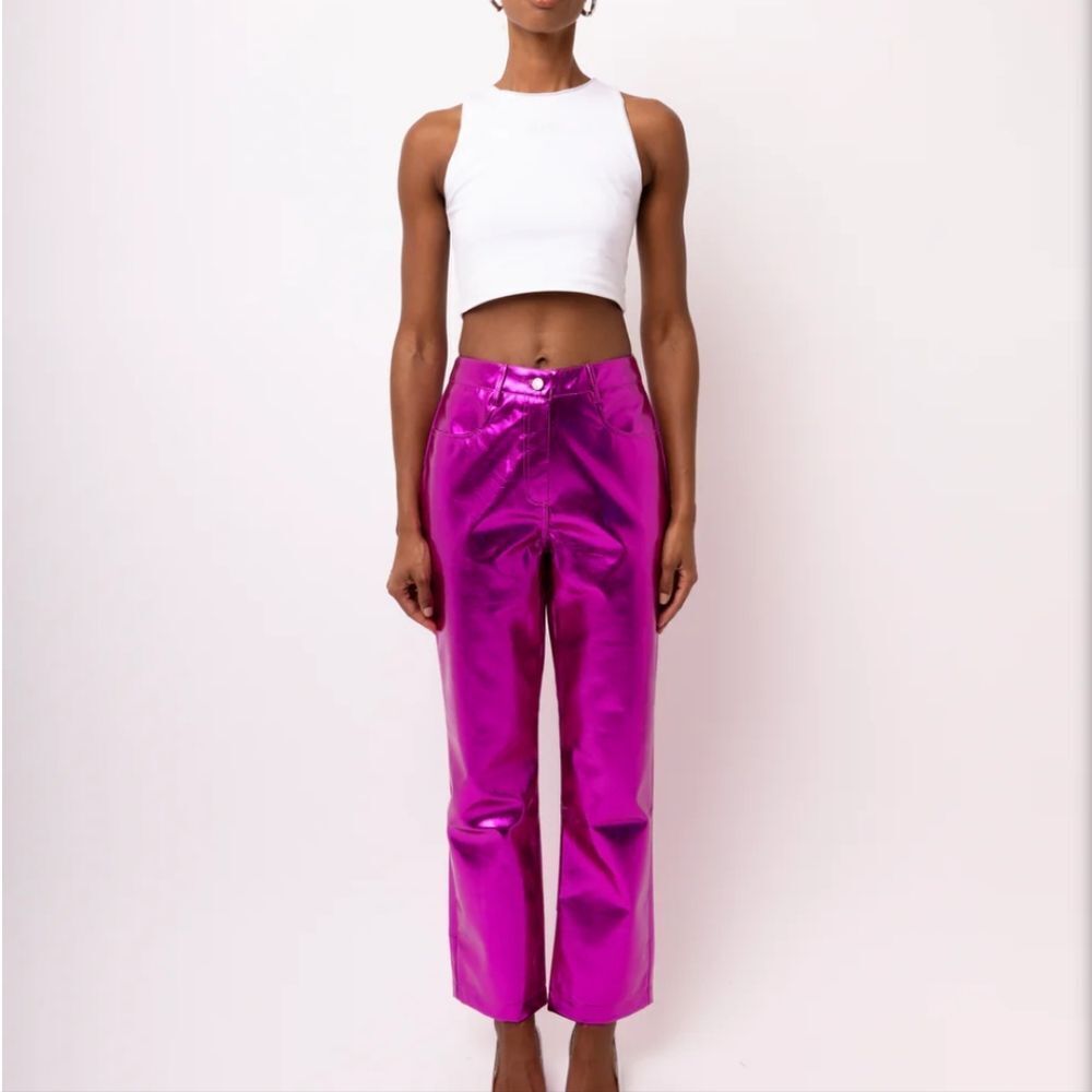 AmyLynn Metallic Hot Pink Women's Pants Small NWT - Picture 4 of 12